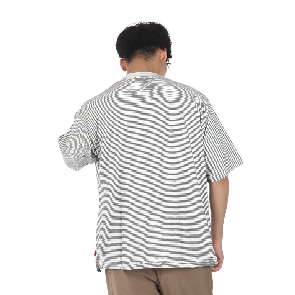 ヘルスニット（Healthknit）（メンズ）ナローボーダー ワイド クルーネック 半袖Tシャツ 51033 NAT/BLK