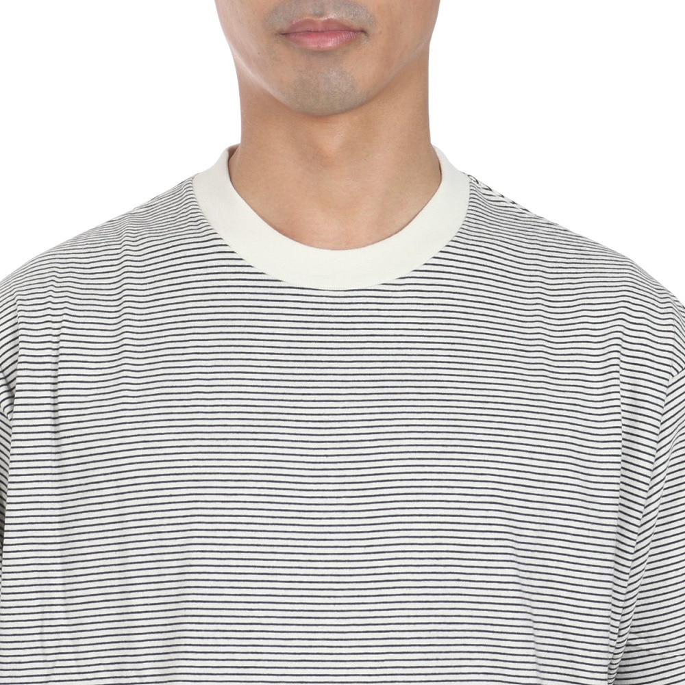 ヘルスニット（Healthknit）（メンズ）ナローボーダー ワイド クルーネック 半袖Tシャツ 51033 NAT/BLK