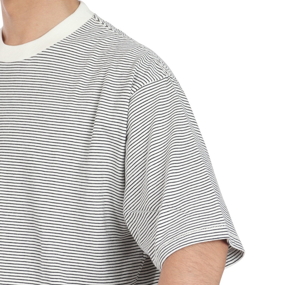 ヘルスニット（Healthknit）（メンズ）ナローボーダー ワイド クルーネック 半袖Tシャツ 51033 NAT/BLK