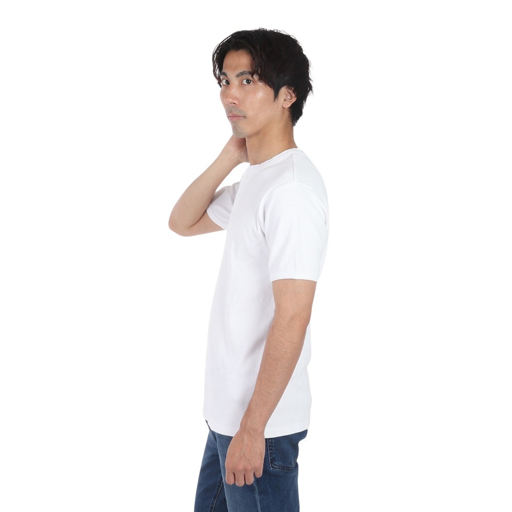 ヘルスニット（Healthknit）（メンズ）ヘビーウェイトリブ ヘンリーネック 半袖Tシャツ 53016 OFF