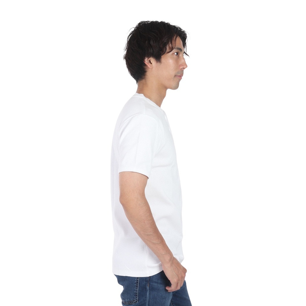 ヘルスニット（Healthknit）（メンズ）ヘビーウェイトリブ ヘンリーネック 半袖Tシャツ 53016 OFF