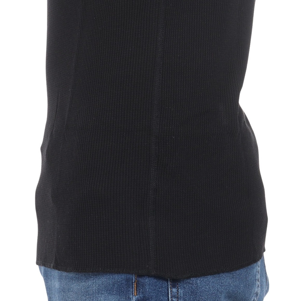 ヘルスニット（Healthknit）（メンズ、レディース）ベーシックワッフル ヘンリーネック 半袖Tシャツ 601S BLK