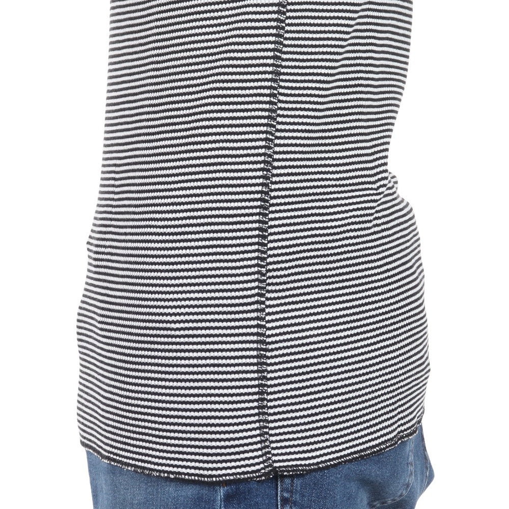 ヘルスニット（Healthknit）（メンズ、レディース）ベーシックワッフル ヘンリーネック 半袖Tシャツ ボーダー 601S BLK/OFF