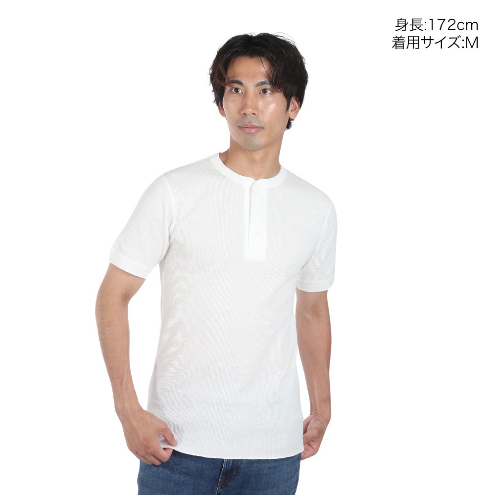 ヘルスニット（Healthknit）（メンズ、レディース）ベーシックワッフル ヘンリーネック 半袖Tシャツ 601S OFF