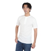 (メンズ、レディース)ベーシックワッフル ヘンリーネック 半袖Tシャツ 601S OFF