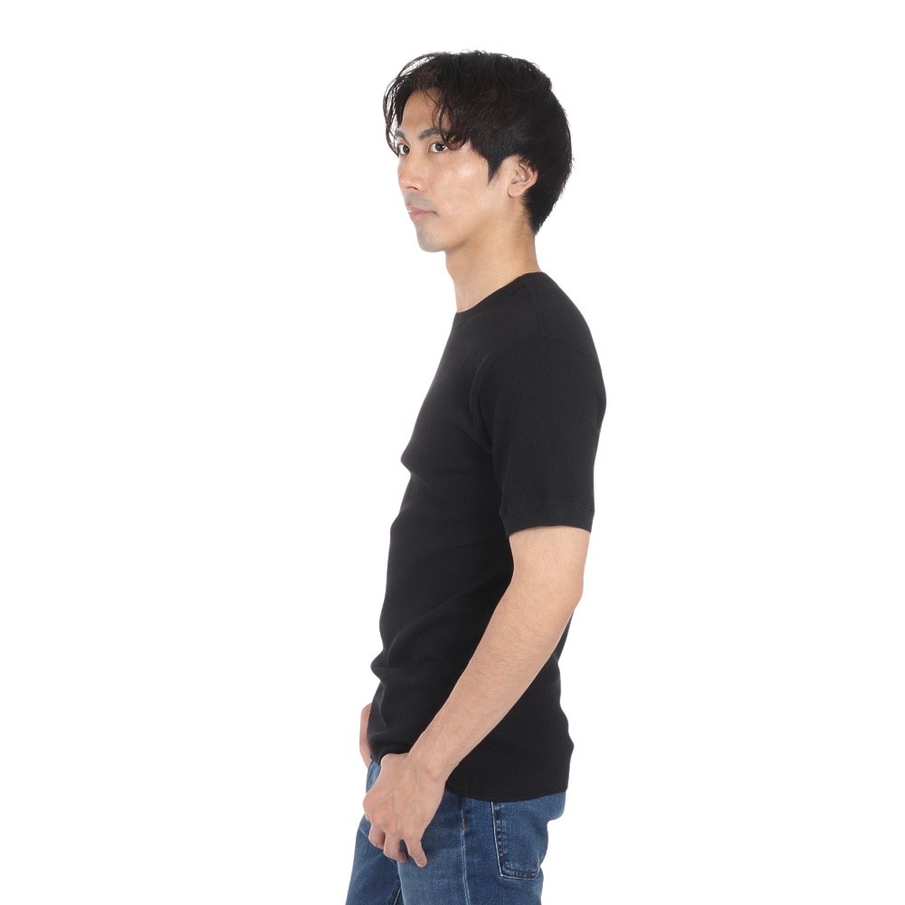 ヘルスニット（Healthknit）（メンズ、レディース）ベーシックワッフル クルーネック 半袖Tシャツ 602S BLK