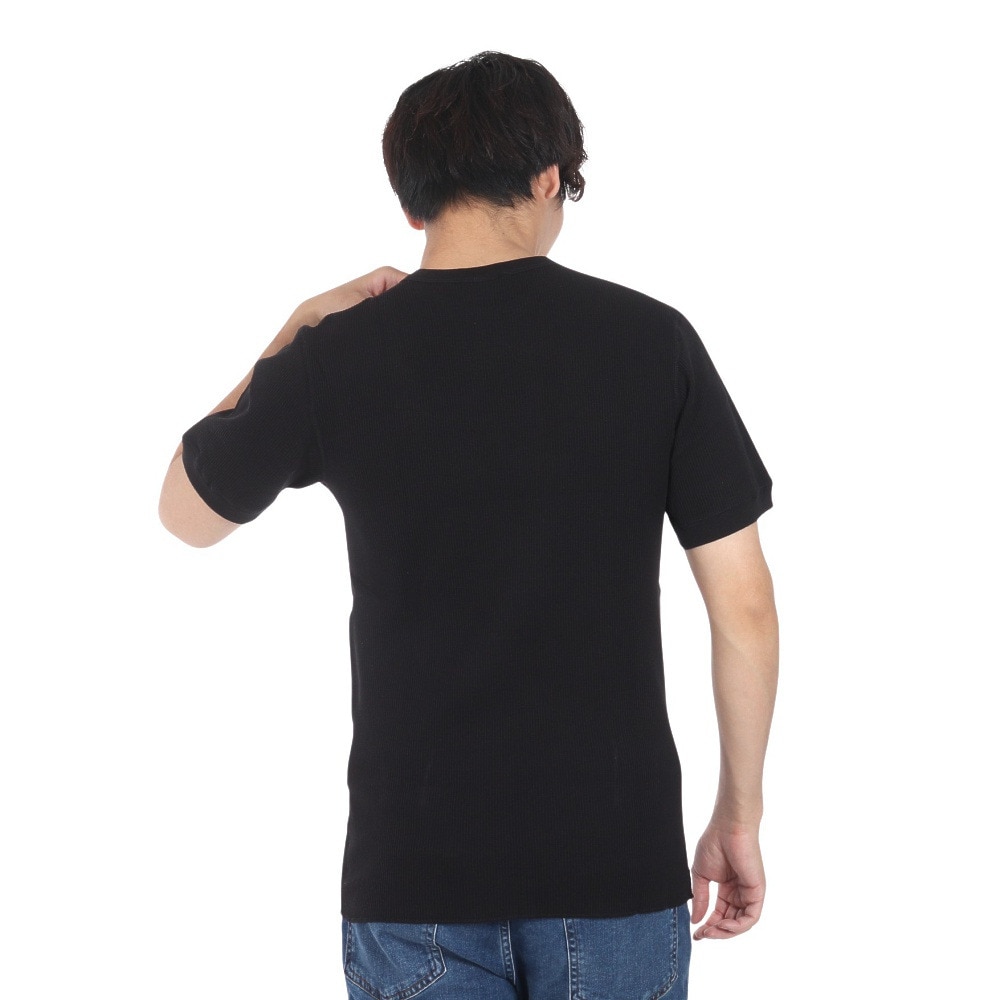 ヘルスニット（Healthknit）（メンズ、レディース）ベーシックワッフル クルーネック 半袖Tシャツ 602S BLK