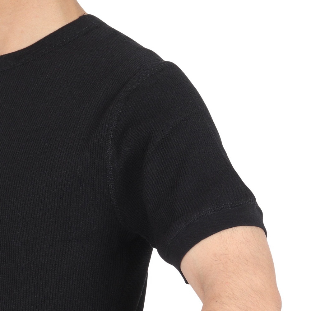 ヘルスニット（Healthknit）（メンズ、レディース）ベーシックワッフル クルーネック 半袖Tシャツ 602S BLK