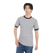 (メンズ、レディース)ベーシックワッフル クルーネック 半袖Tシャツ ボーダー 602S BLK/OFF