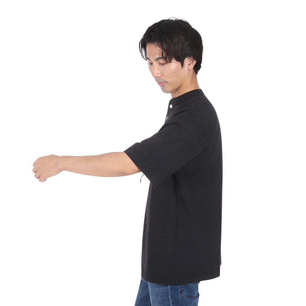 ヘルスニット（Healthknit）（メンズ）USAコットン ヘンリーネック 半袖Tシャツ HR24S-M002 BLK
