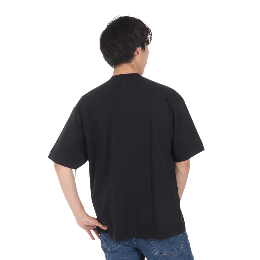 ヘルスニット（Healthknit）（メンズ）USAコットン ヘンリーネック 半袖Tシャツ HR24S-M002 BLK