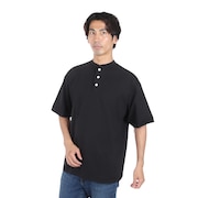 (メンズ)USAコットン ヘンリーネック 半袖Tシャツ HR24S-M002 BLK