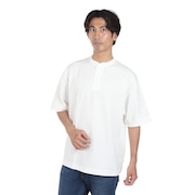 (メンズ)USAコットン ヘンリーネック 半袖Tシャツ HR24S-M002 WHT
