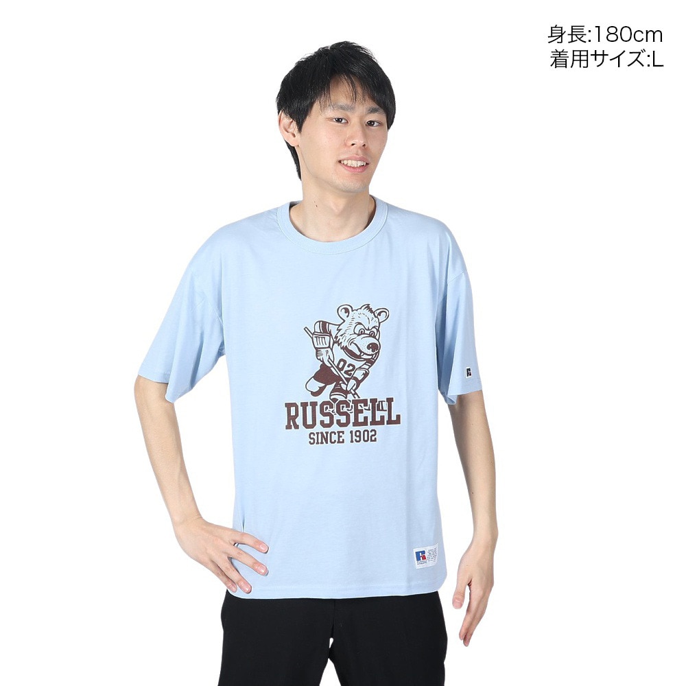 ラッセル（RUSSELL）（メンズ）30S/-アイスホッケー ベア 半袖Tシャツ RBM24S0017 BLU