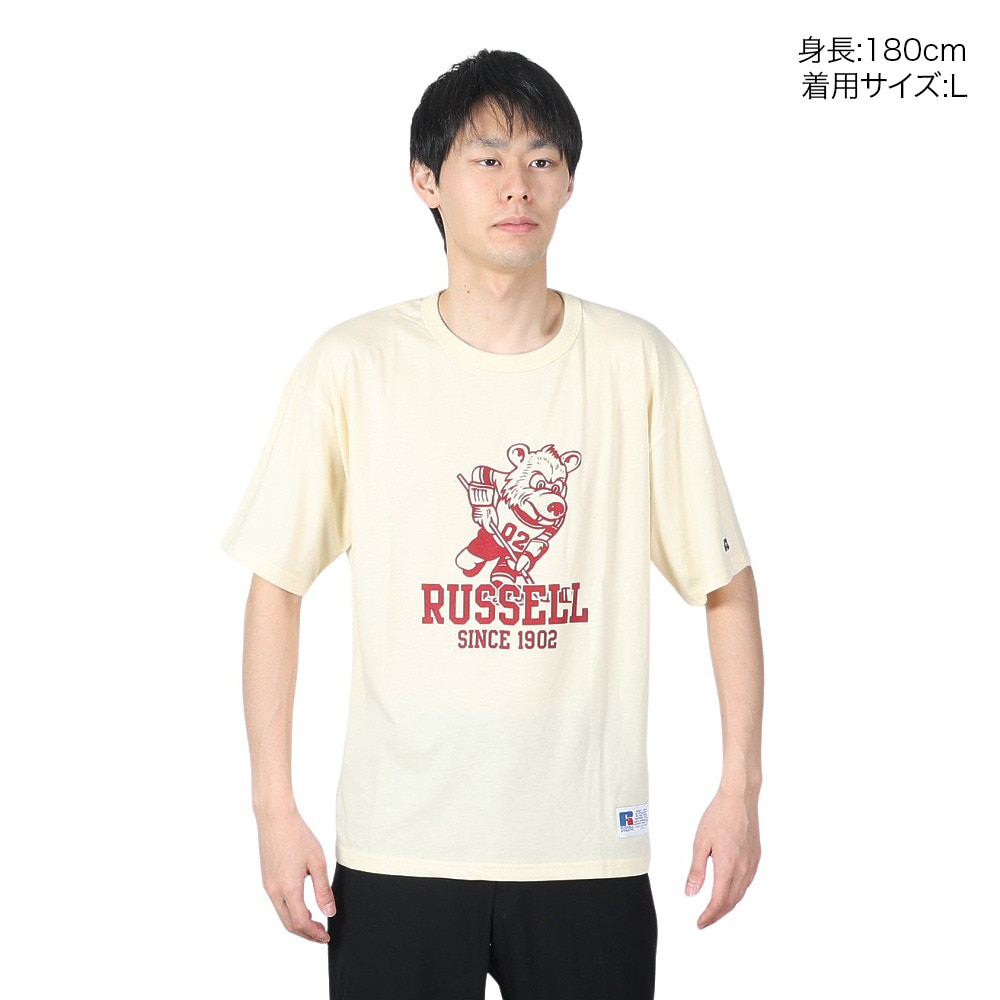 ラッセル（RUSSELL）（メンズ）30S/-アイスホッケー ベア 半袖Tシャツ RBM24S0017 YEL