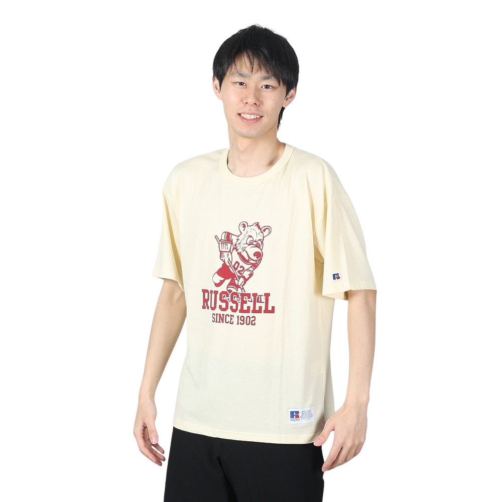 ラッセル（RUSSELL）（メンズ）30S/-アイスホッケー ベア 半袖Tシャツ RBM24S0017 YEL