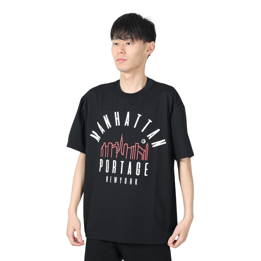 マンハッタンポーテージ（ManhattanPortage）（メンズ、レディース）半袖プリントTシャツ スポルティング 24SS-MP-M574 BLK