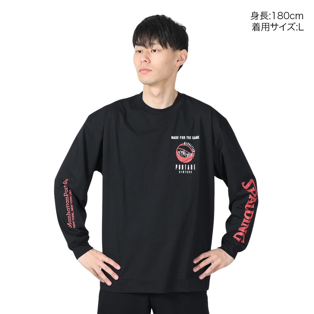 マンハッタンポーテージ（ManhattanPortage）（メンズ、レディース）長袖プリントTシャツ スポルティング 24SS-MP-M575 BLK