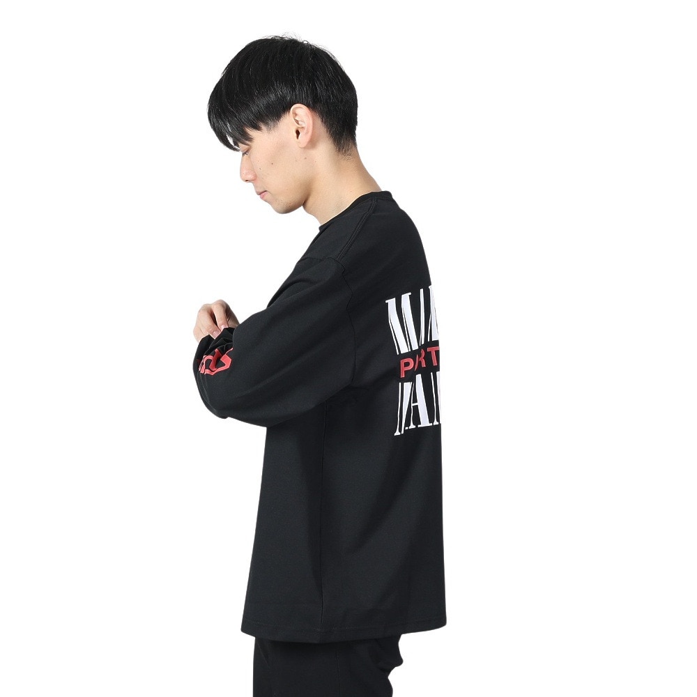 マンハッタンポーテージ（ManhattanPortage）（メンズ、レディース）長袖プリントTシャツ スポルティング 24SS-MP-M575 BLK