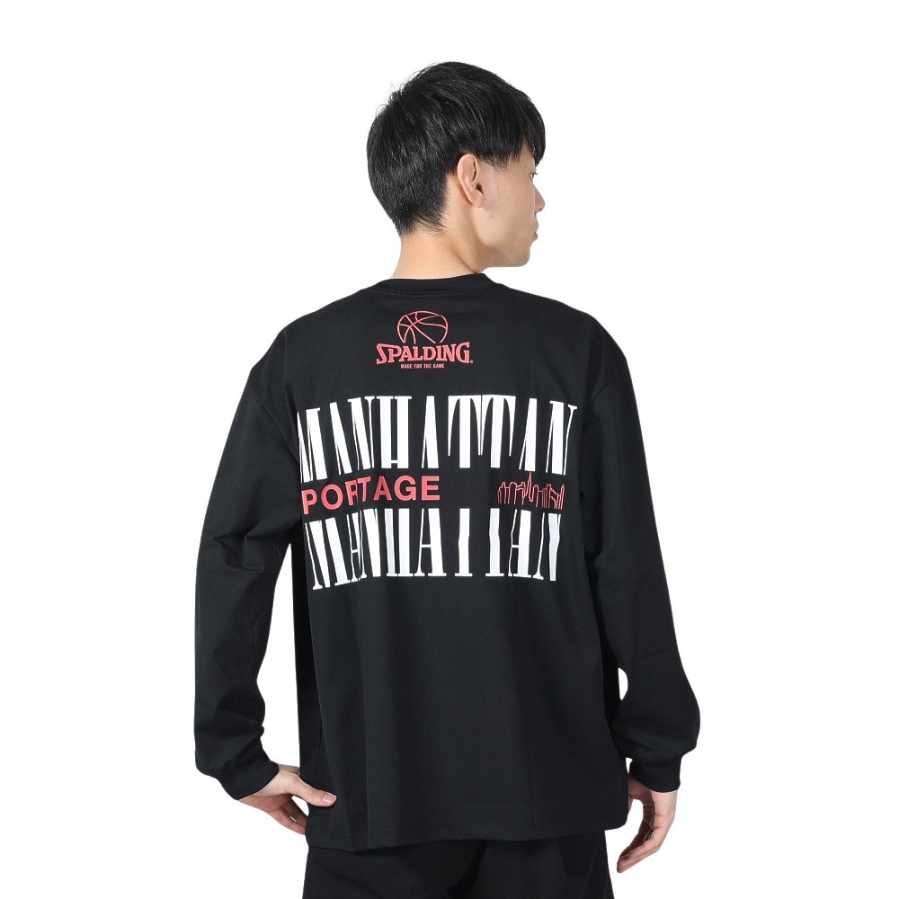 マンハッタンポーテージ（ManhattanPortage）（メンズ、レディース）長袖プリントTシャツ スポルティング 24SS-MP-M575 BLK