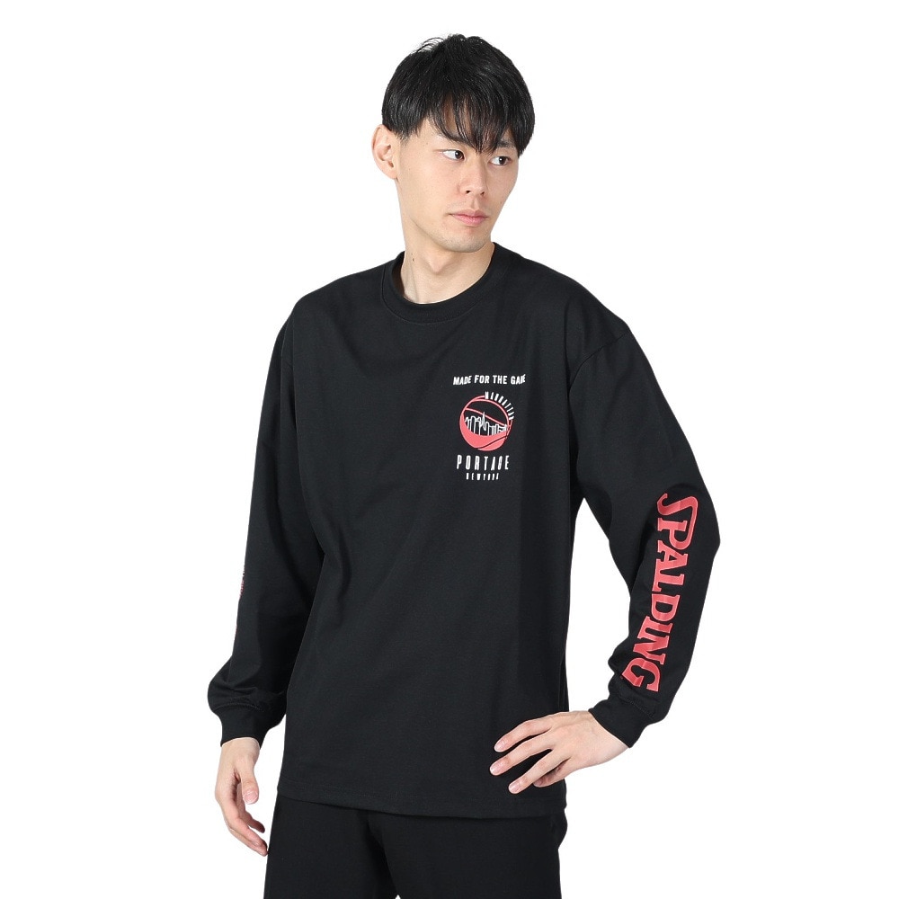 マンハッタンポーテージ（ManhattanPortage）（メンズ、レディース）長袖プリントTシャツ スポルティング 24SS-MP-M575 BLK