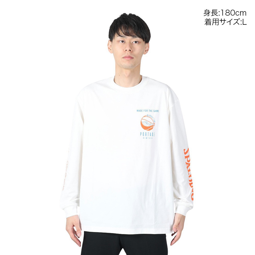 マンハッタンポーテージ（ManhattanPortage）（メンズ、レディース）長袖プリントTシャツ スポルティング 24SS-MP-M575 WHT