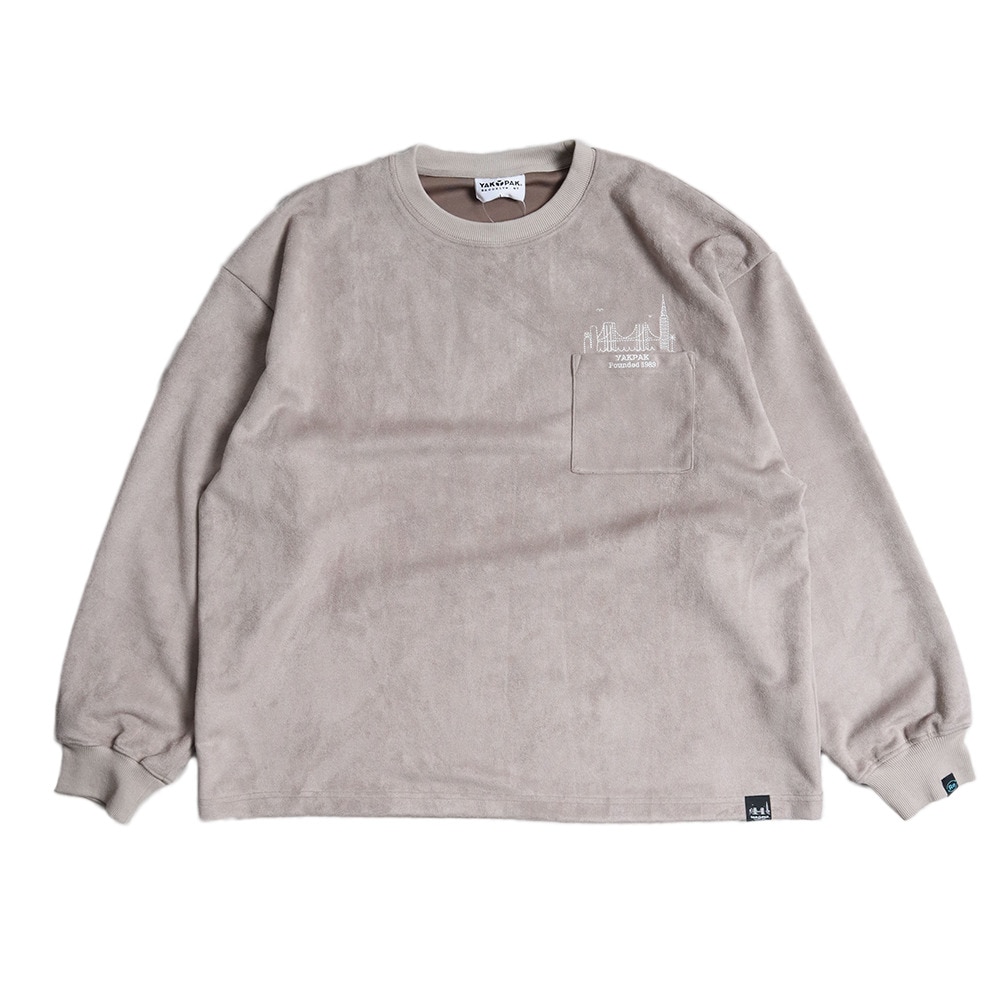 ヤックパック（YAK PAK）（メンズ、レディース）フェイクスエード ポケット 長袖 Tシャツ 4710012-03 MGR