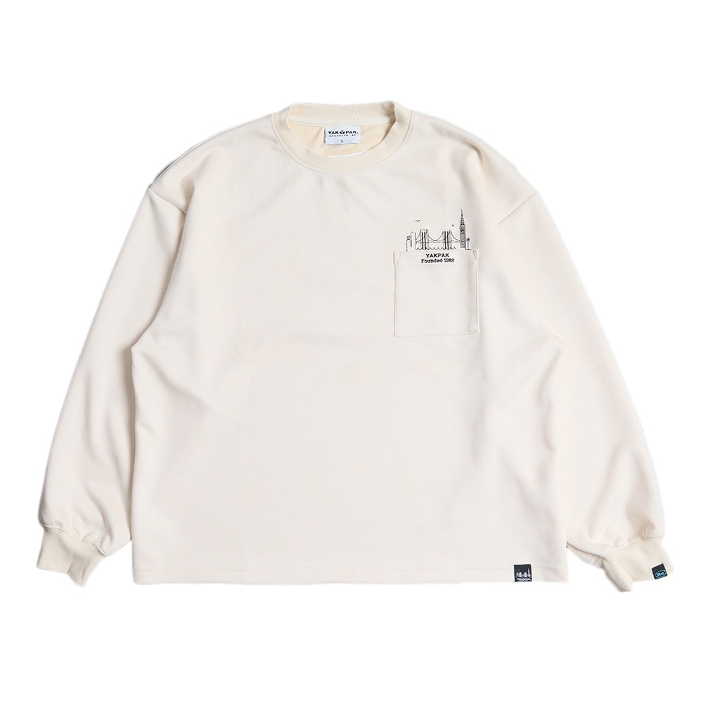ヤックパック（YAK PAK）（メンズ、レディース）フェイクスエード ポケット 長袖 Tシャツ 4710012-05 IVO