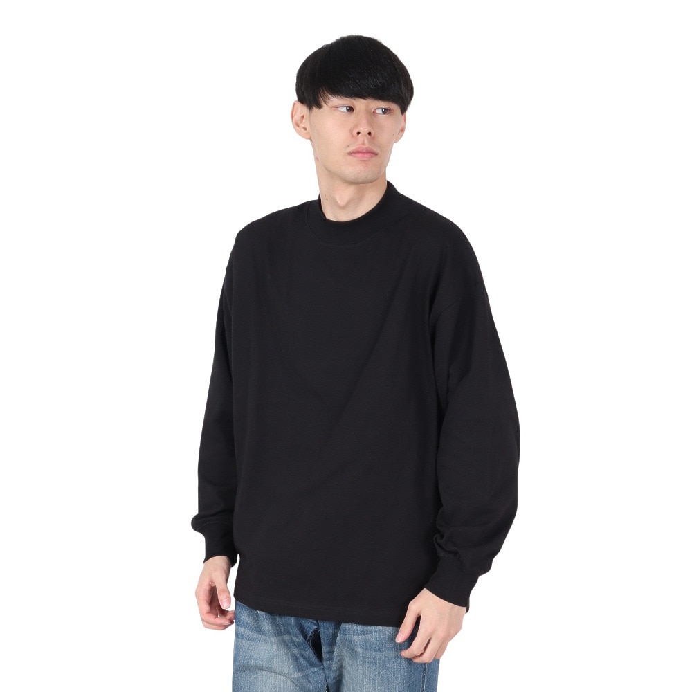 ヤックパック（YAK PAK）（メンズ）無地 モックネック ロングTシャツ 4710017-01 BLK