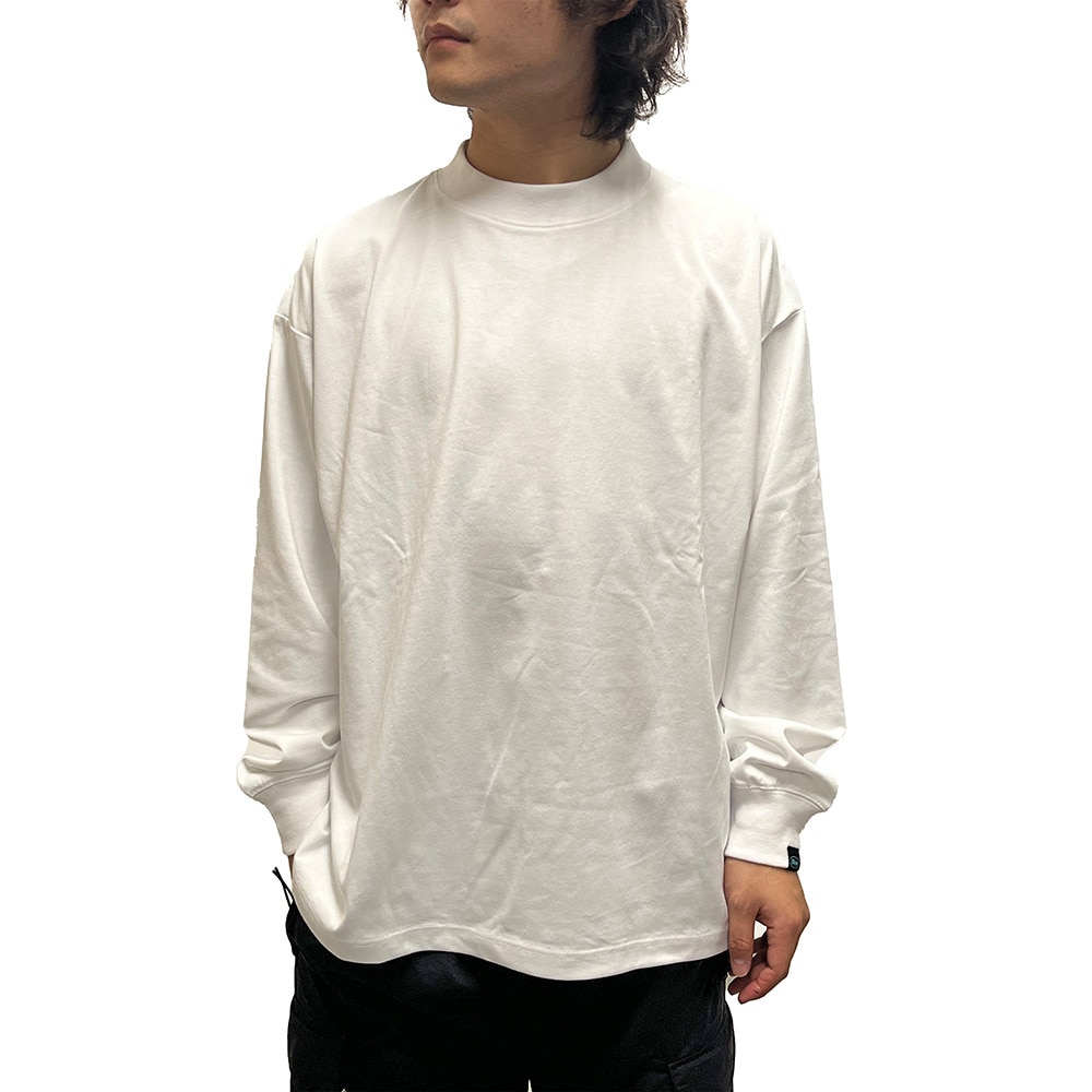 ヤックパック（YAK PAK）（メンズ）無地 モックネック ロングTシャツ 4710017-07 WHT