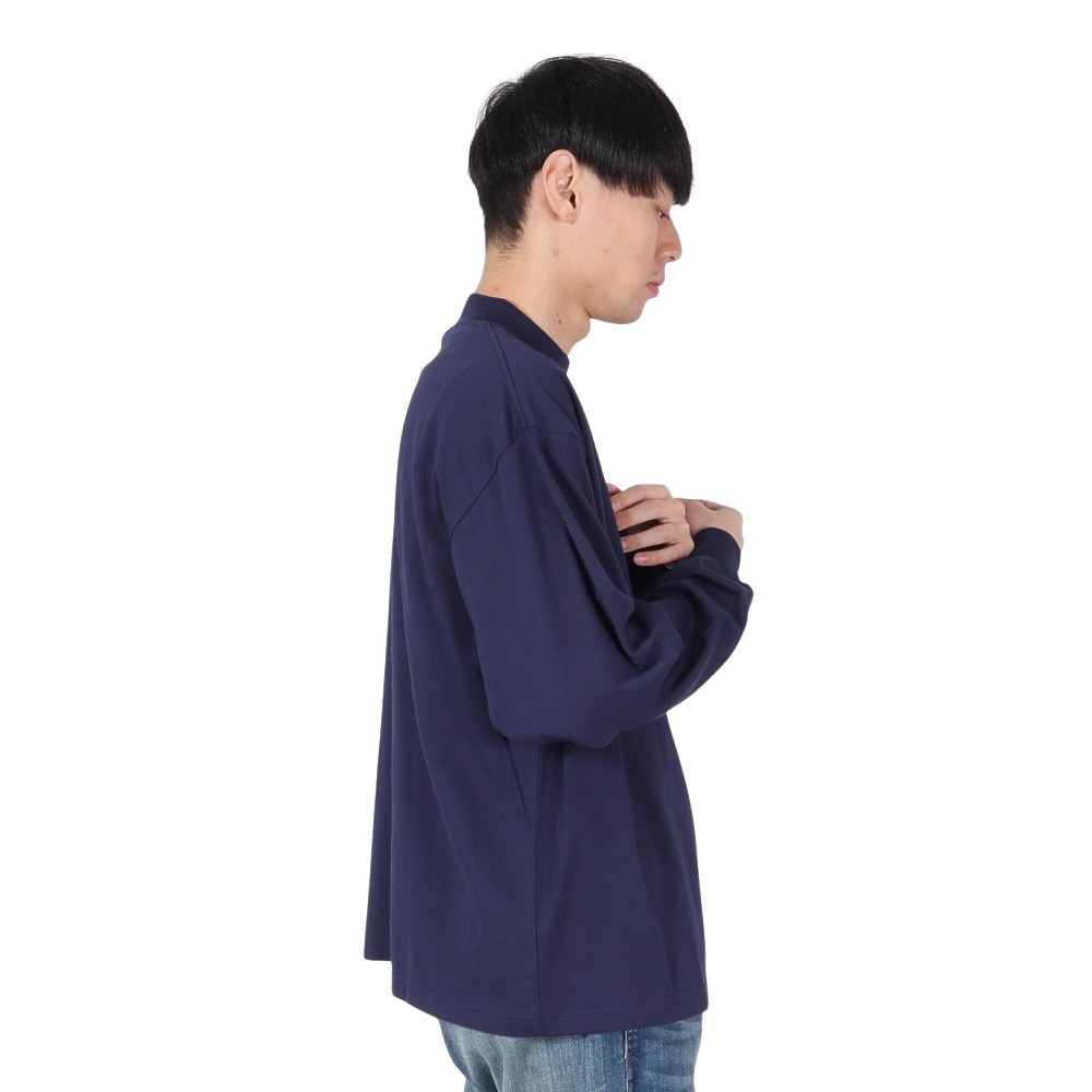 ヤックパック（YAK PAK）（メンズ）無地 モックネック ロングTシャツ 4710017-60 NAV