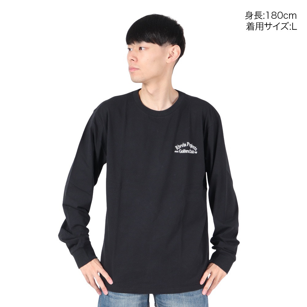リヴィアプロジェクツ（Rivvia Projectu）（メンズ）FLAG ロングスリーブTシャツ RTE-24316-BLK