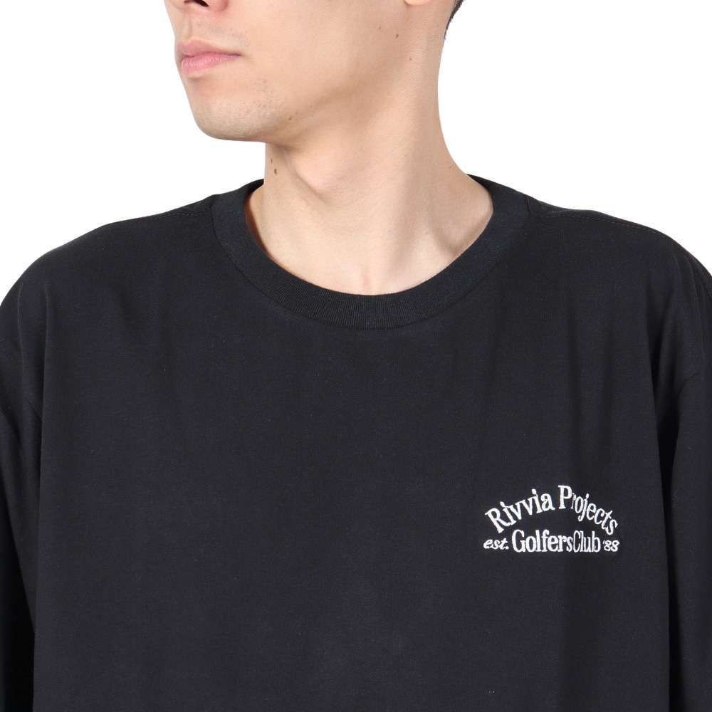 リヴィアプロジェクツ（Rivvia Projectu）（メンズ）FLAG ロングスリーブTシャツ RTE-24316-BLK