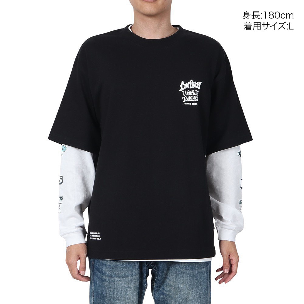 ベンデイビス（BEN DAVIS）（メンズ）長袖シャツ&半袖レイヤードTシャツ 24780035-BLK