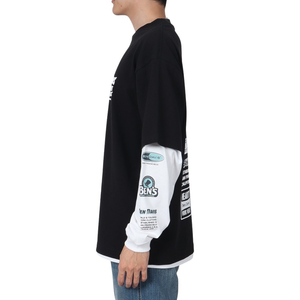 ベンデイビス（BEN DAVIS）（メンズ）長袖シャツ&半袖レイヤードTシャツ 24780035-BLK