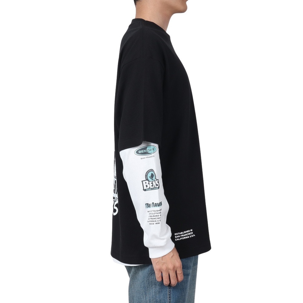 ベンデイビス（BEN DAVIS）（メンズ）長袖シャツ&半袖レイヤードTシャツ 24780035-BLK