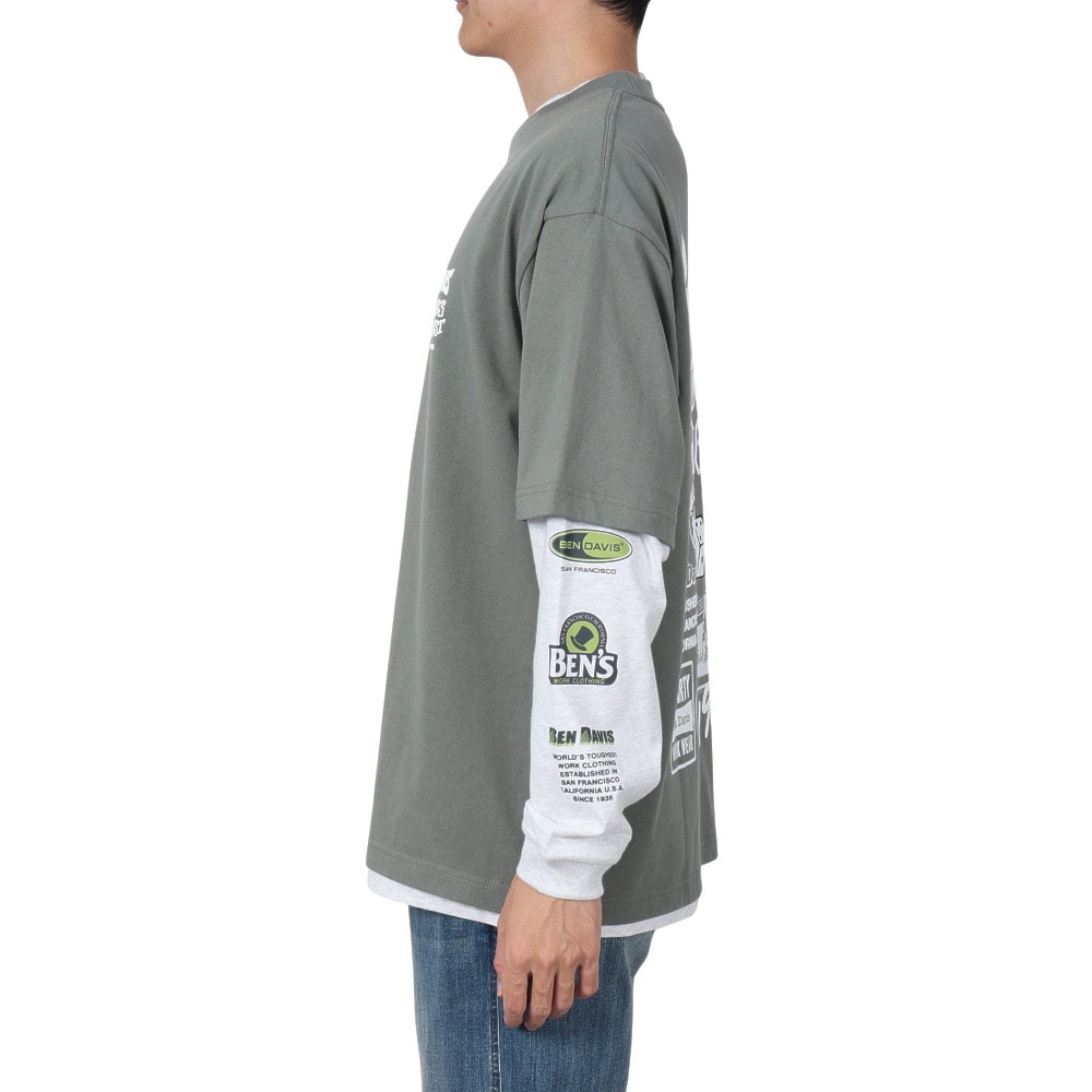 ベンデイビス（BEN DAVIS）（メンズ）長袖シャツ&半袖レイヤードTシャツ 24780035-KHA