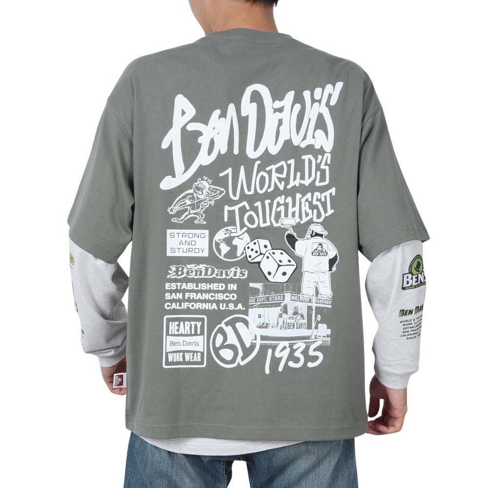 ベンデイビス（BEN DAVIS）（メンズ）長袖シャツ&半袖レイヤードTシャツ 24780035-KHA