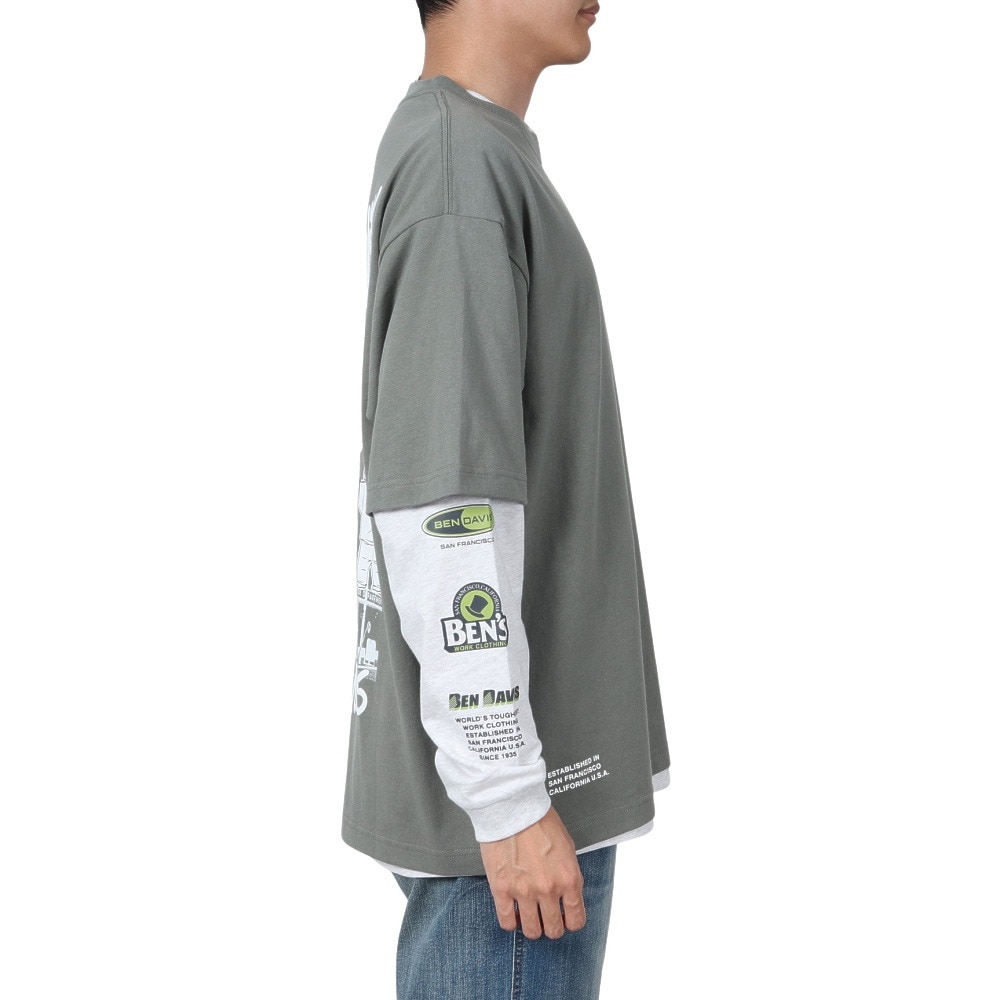 ベンデイビス（BEN DAVIS）（メンズ）長袖シャツ&半袖レイヤードTシャツ 24780035-KHA
