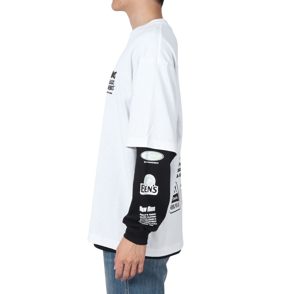 ベンデイビス（BEN DAVIS）（メンズ）長袖シャツ&半袖レイヤードTシャツ 24780035-WHT