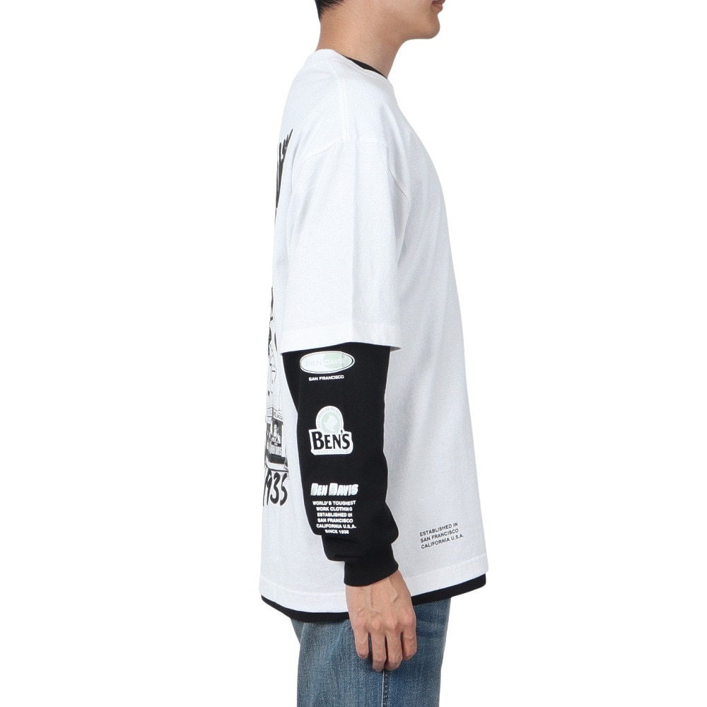 ベンデイビス（BEN DAVIS）（メンズ）長袖シャツ&半袖レイヤードTシャツ 24780035-WHT