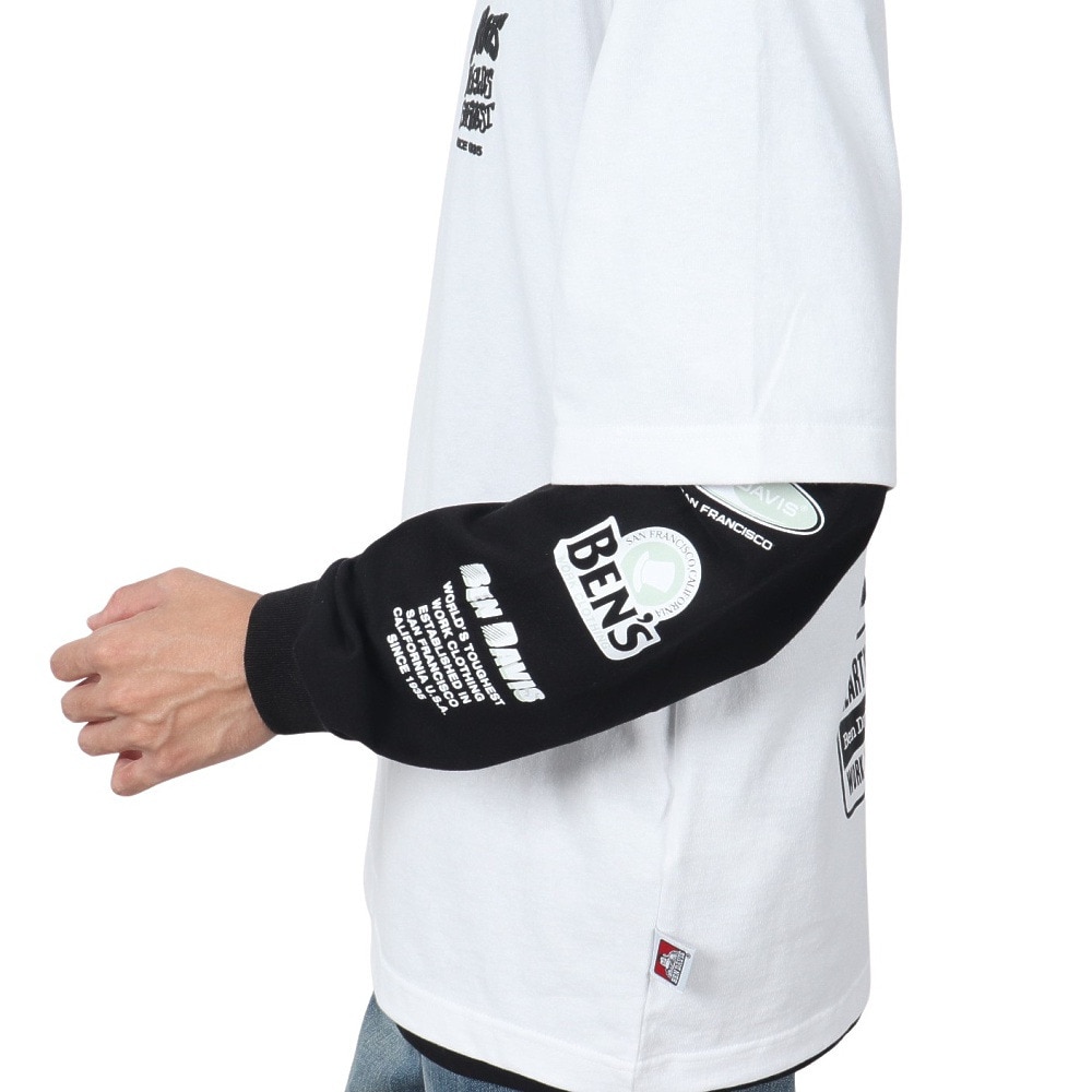 ベンデイビス（BEN DAVIS）（メンズ）長袖シャツ&半袖レイヤードTシャツ 24780035-WHT
