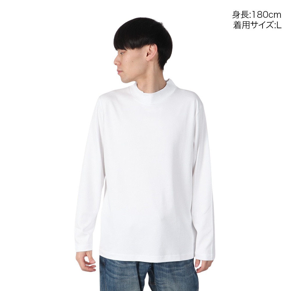 ジム（gim）（メンズ）スムースシルケット モックネック 長袖Tシャツ24538700-001