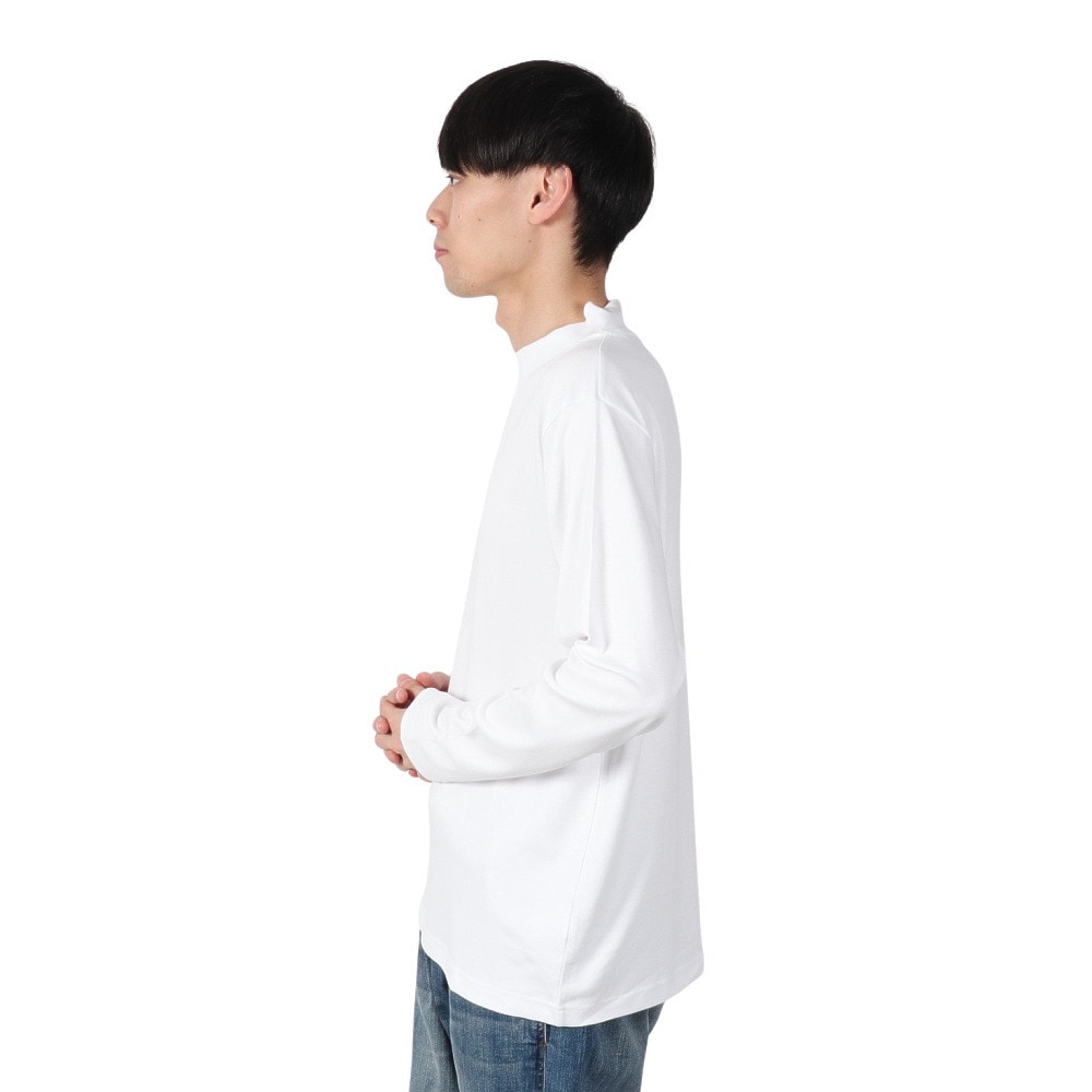 ジム（gim）（メンズ）スムースシルケット モックネック 長袖Tシャツ24538700-001