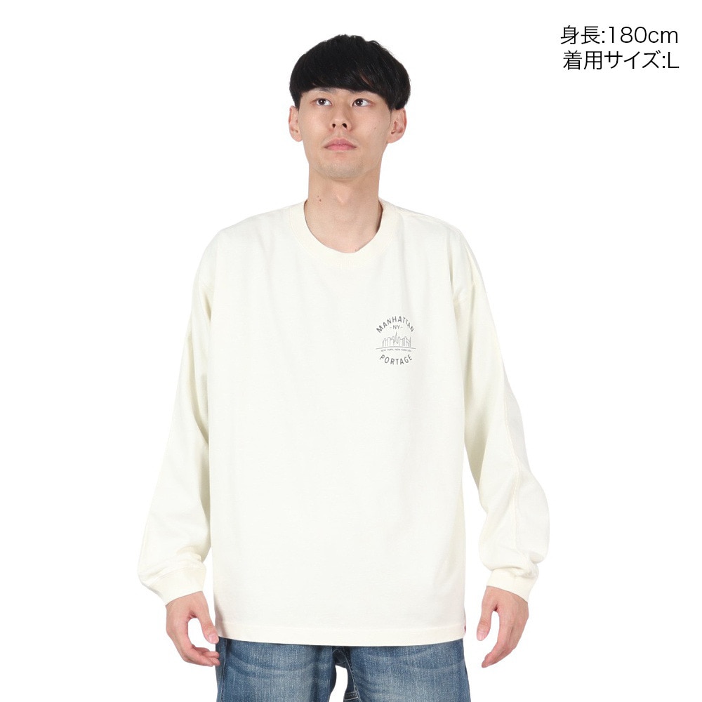 マンハッタンポーテージ（ManhattanPortage）（メンズ）ロングスリーブ プリント Tシャツ 24FW-MP-M592 IVORY