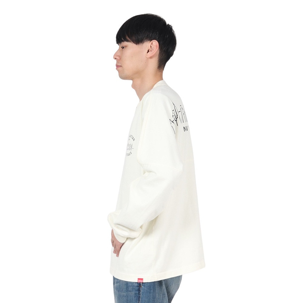 マンハッタンポーテージ（ManhattanPortage）（メンズ）ロングスリーブ プリント Tシャツ 24FW-MP-M592 IVORY
