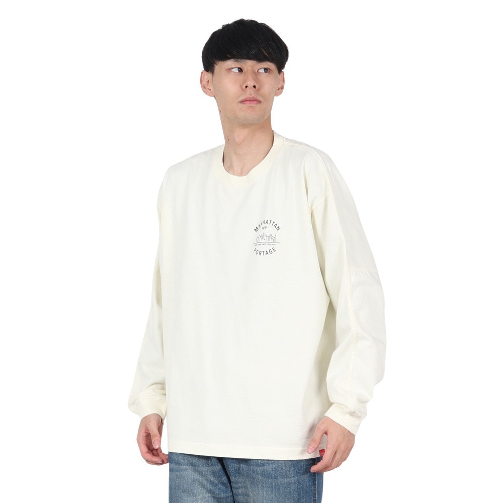 マンハッタンポーテージ（ManhattanPortage）（メンズ）ロングスリーブ プリント Tシャツ 24FW-MP-M592 IVORY