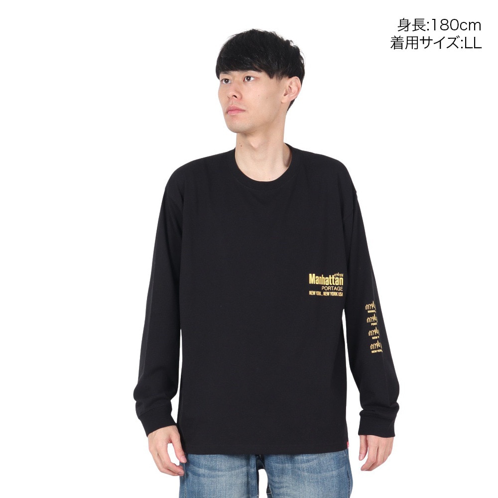 マンハッタンポーテージ（ManhattanPortage）（メンズ）ロングスリーブ プリント Tシャツ 24FW-MP-M593 BLACK