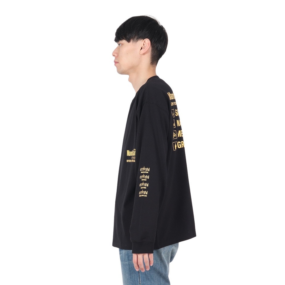 マンハッタンポーテージ（ManhattanPortage）（メンズ）ロングスリーブ プリント Tシャツ 24FW-MP-M593 BLACK