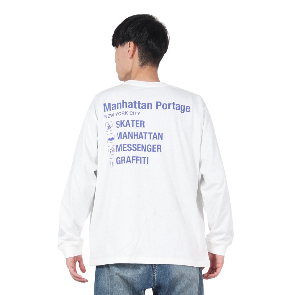 マンハッタンポーテージ（ManhattanPortage）（メンズ）ロングスリーブ プリント Tシャツ 24FW-MP-M593 WHITE